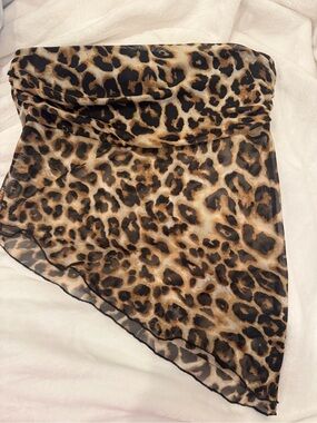 Urban Outfitters Leopard Print Mesh Wrap in Black and Brown